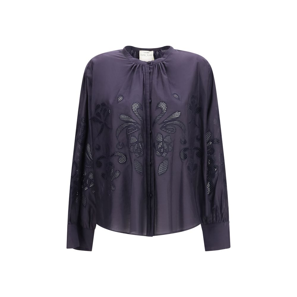 Chemise Forte_Forte en coton bleu à motifs