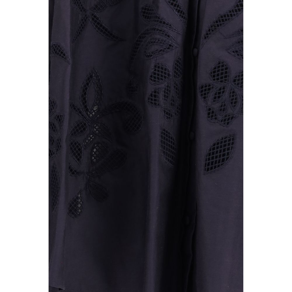 Chemise Forte_Forte en coton bleu à motifs