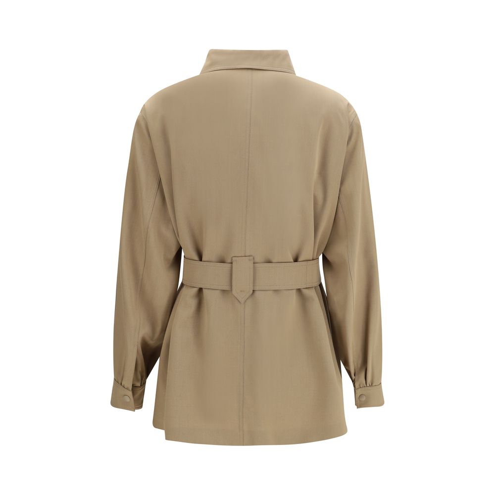 Max Mara Brown Wool Oves Aries Sleveless Jacket