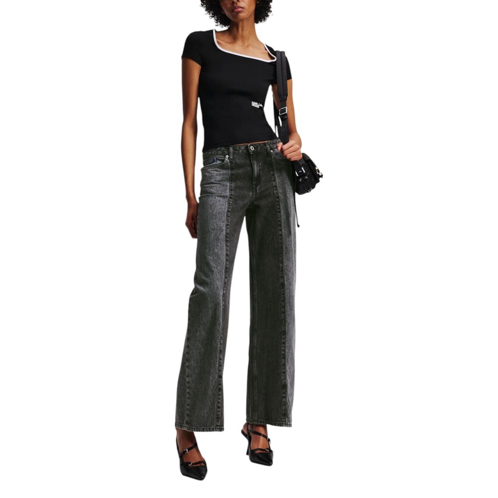 Karl Lagerfeld Black Relaxed Fit Jeans for Women detail view