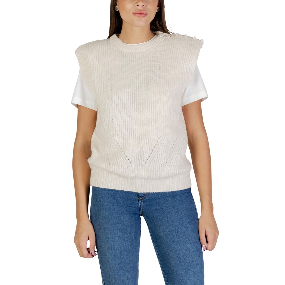 Pull sans manches ICHI en polyester crème