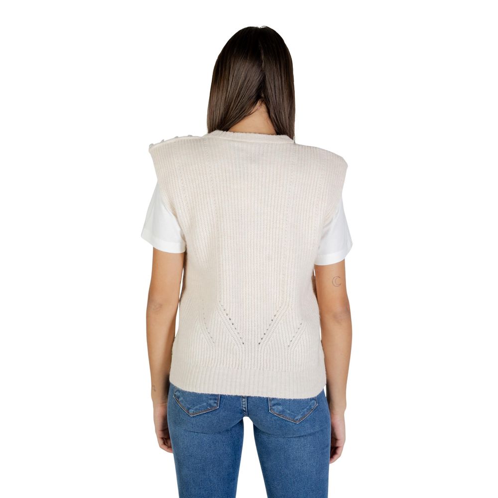 Pull sans manches ICHI en polyester crème