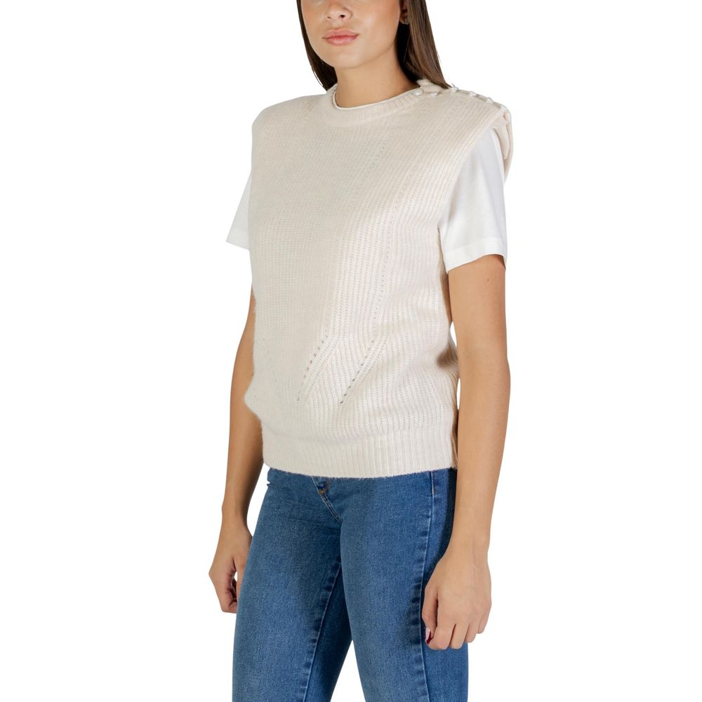 Pull sans manches ICHI en polyester crème