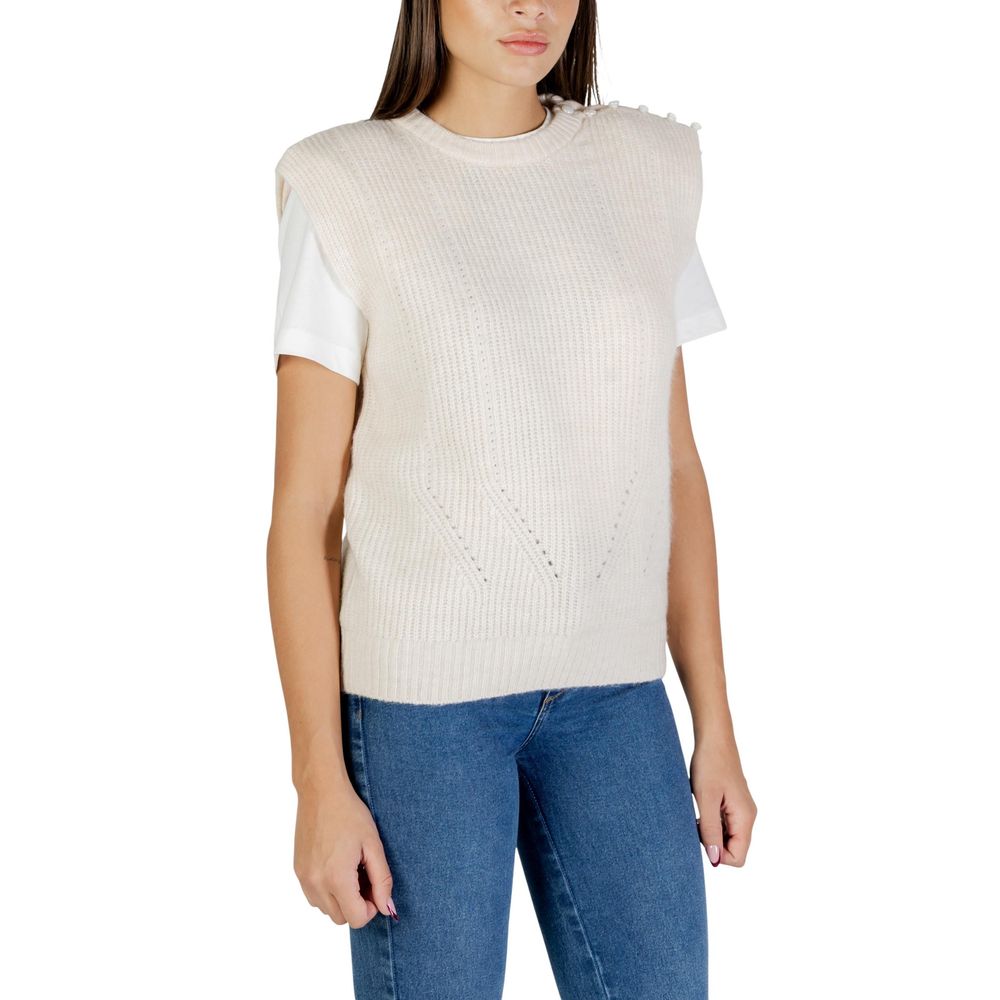 Pull sans manches ICHI en polyester crème