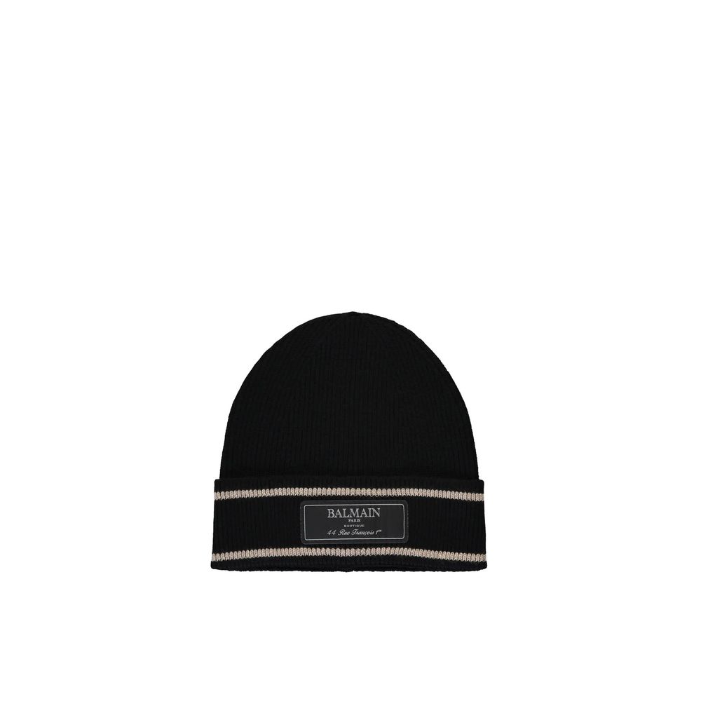 Bonnet Balmain en laine mérinos noire