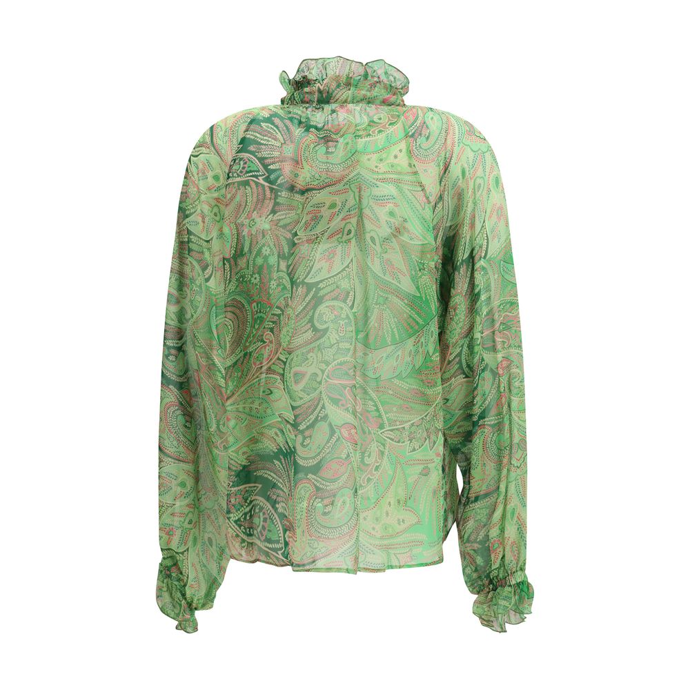 Chemise en soie bicolore à motif Etro
