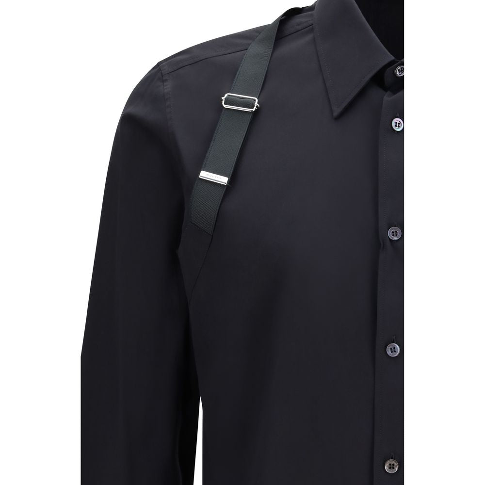 Chemise habillée en coton noir Alexander McQueen