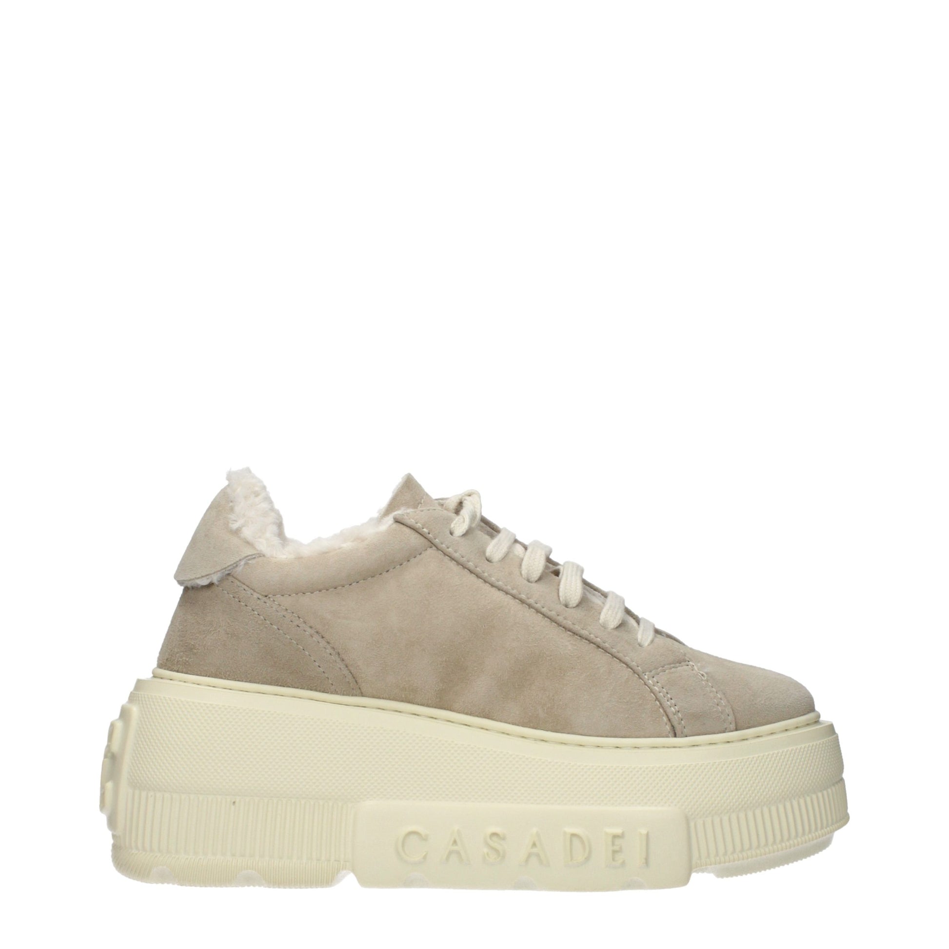 Baskets chunky Casadei en cuir beige