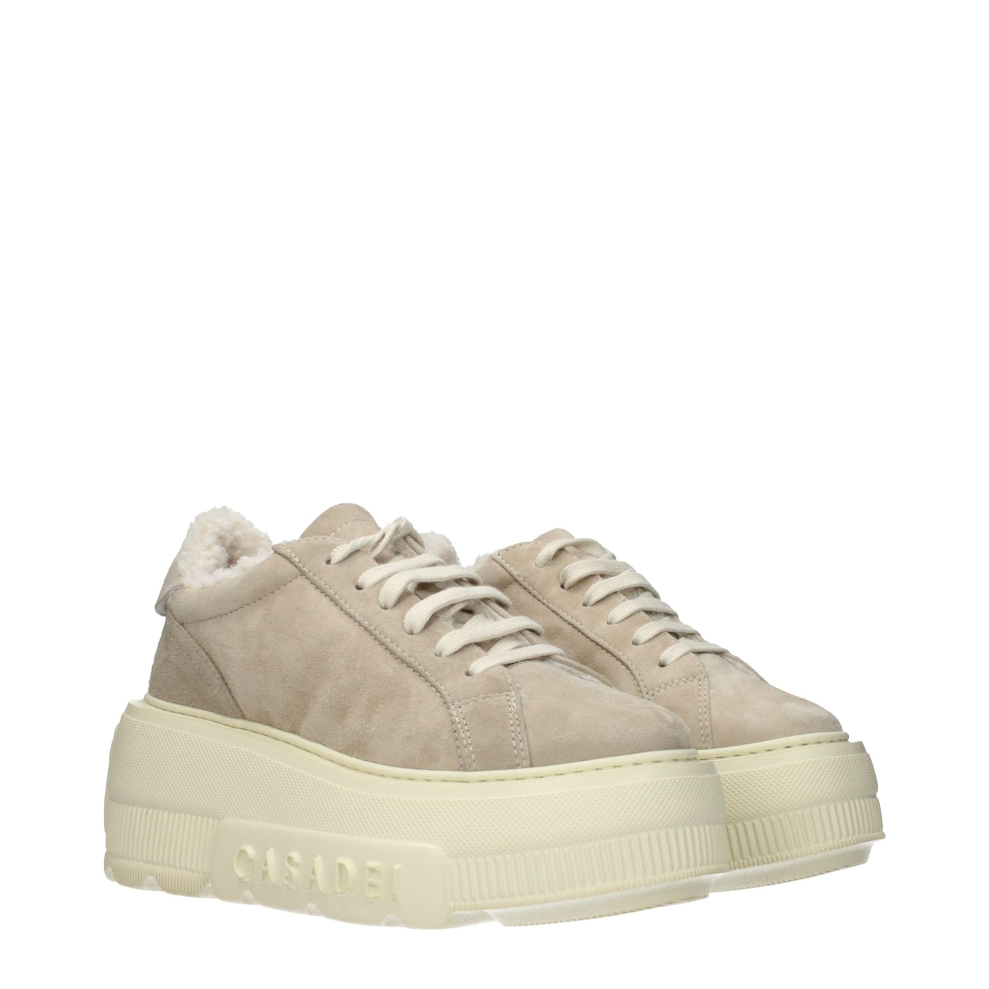 Baskets chunky Casadei en cuir beige