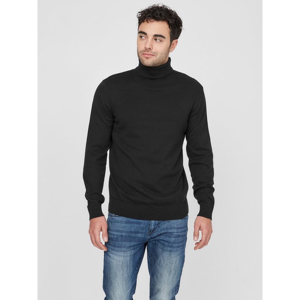 Col roulé noir en coton Guess