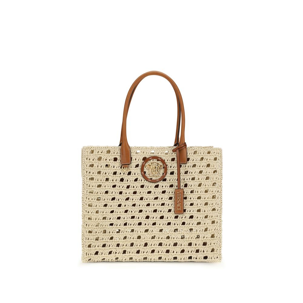Sac à bandoulière Versace en coton beige