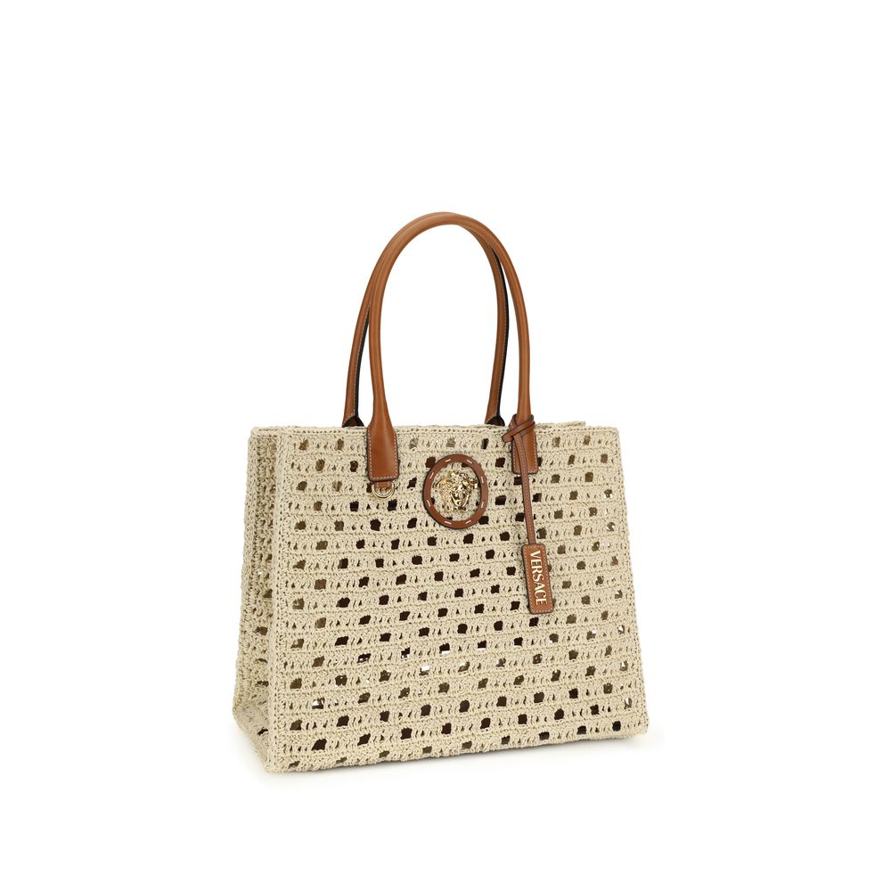 Sac à bandoulière Versace en coton beige
