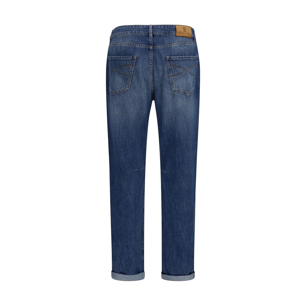 Brunello Cucinelli Blue Straight Leg Jeans for Men alternate view