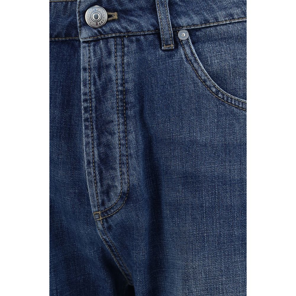 Brunello Cucinelli Blue Straight Leg Jeans for Men detail view