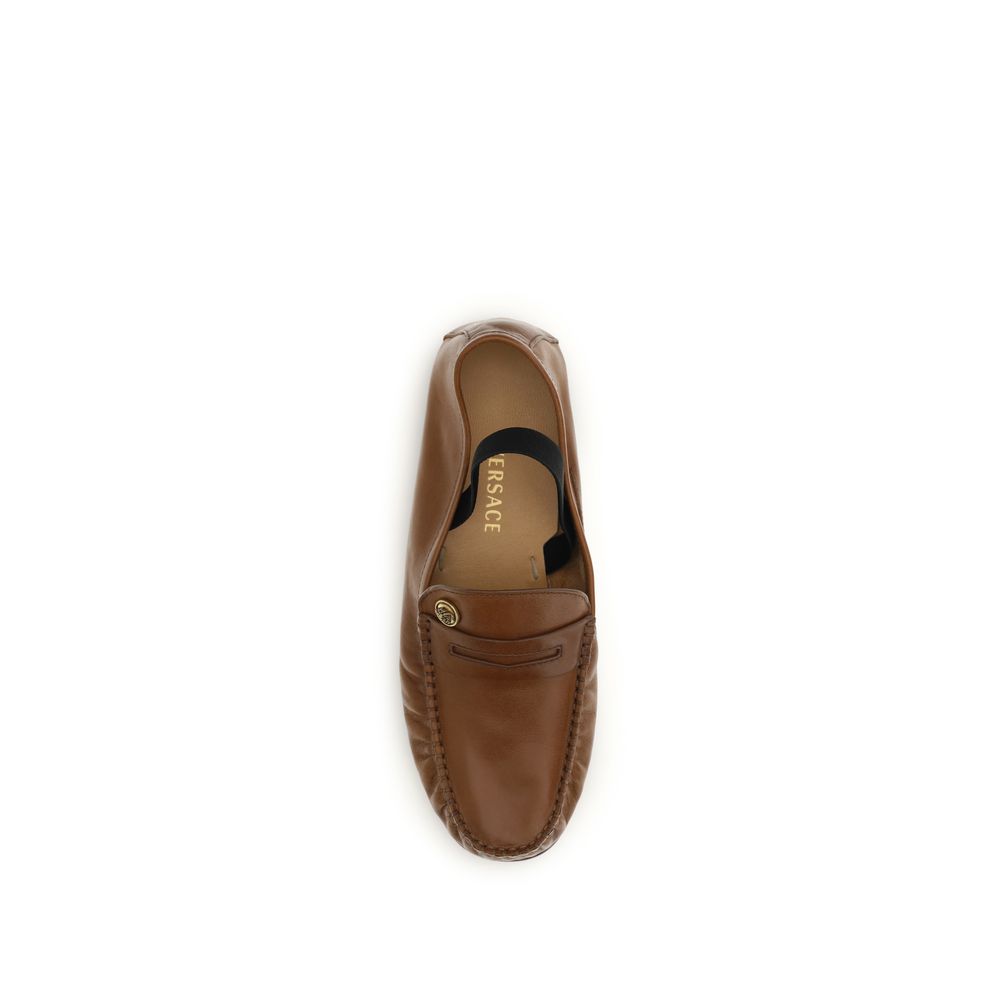 Versace Brown Slip On Loafers for Women side view