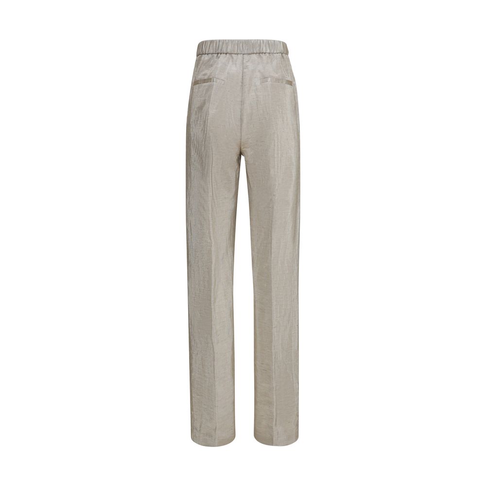 Forte_Forte Pantalon décontracté en polyester argenté