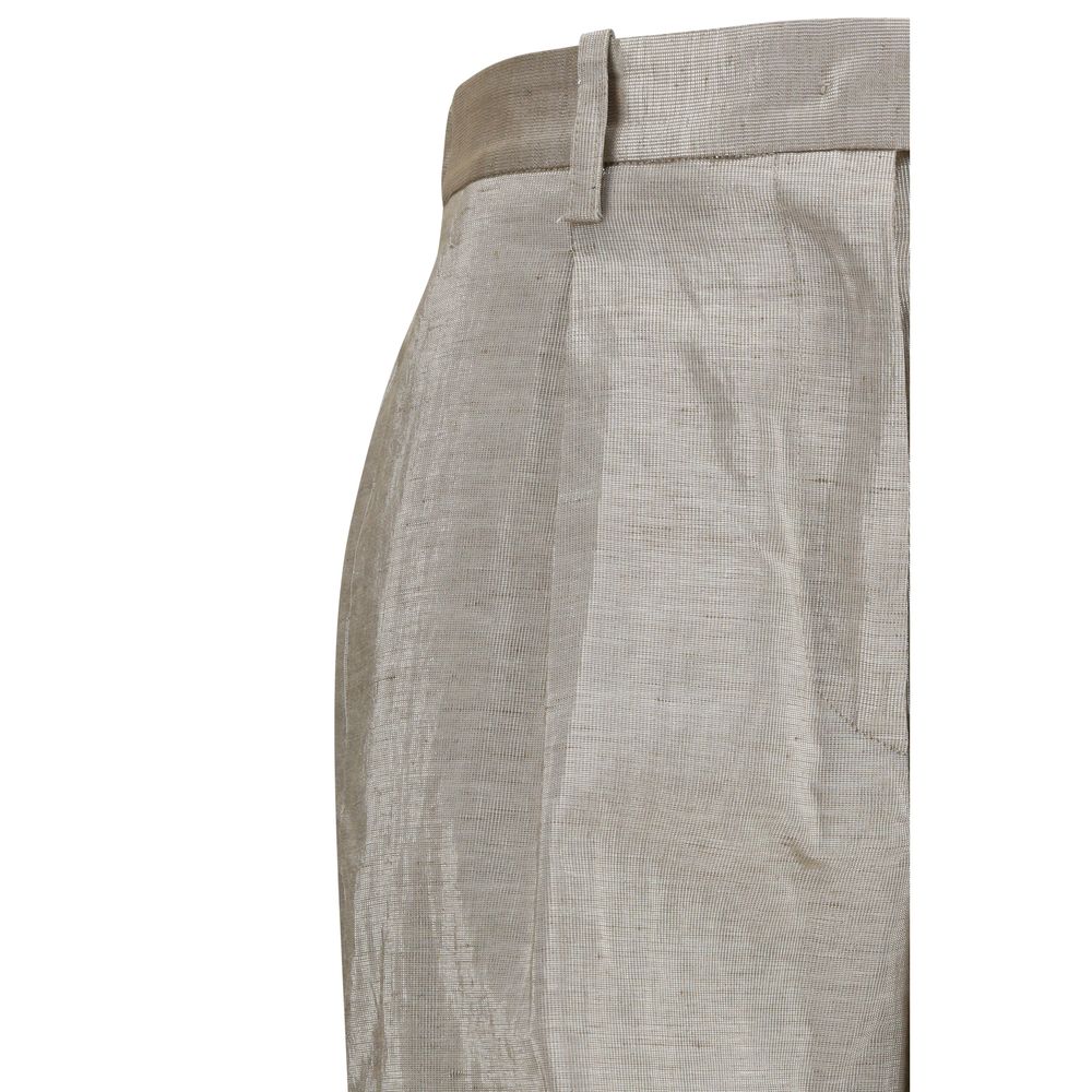 Forte_Forte Pantalon décontracté en polyester argenté
