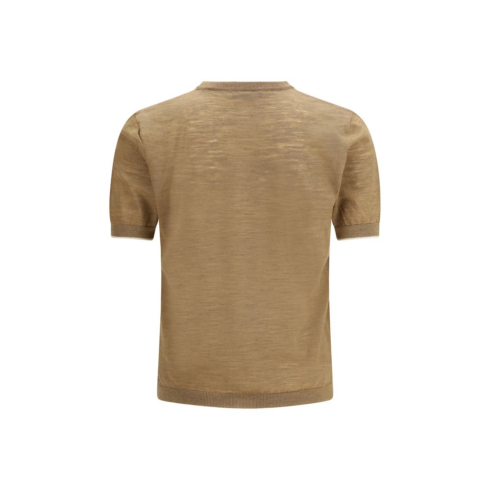 Chemise Brooksfield en lin beige à manches courtes