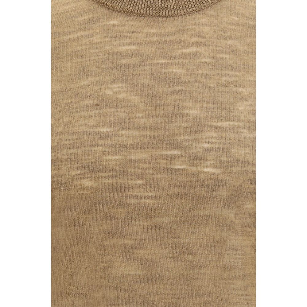 Chemise Brooksfield en lin beige à manches courtes