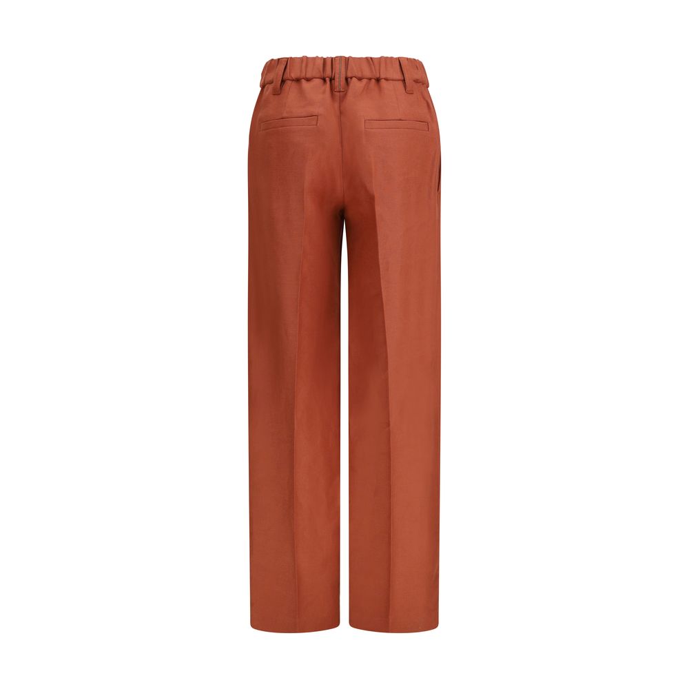 Pantalon décontracté en lin multicolore Brunello Cucinelli