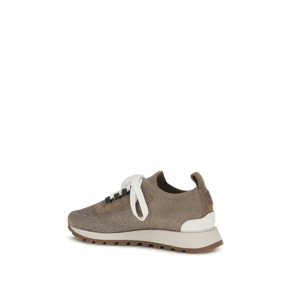Brunello Cucinelli Beige Chunky Sneakers for Women detail view