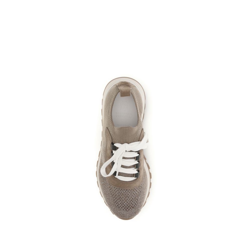 Brunello Cucinelli Beige Chunky Sneakers for Women side view