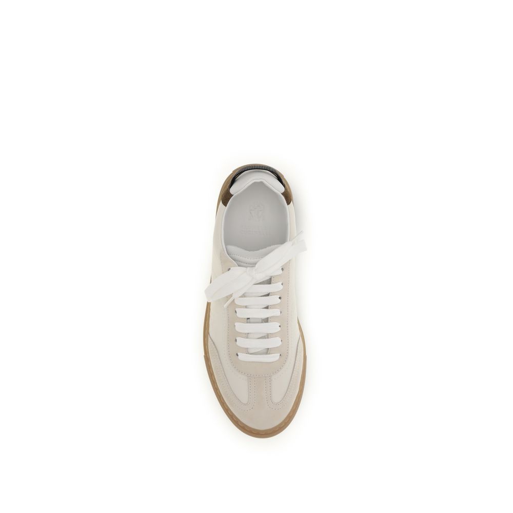 Baskets basses Brunello Cucinelli en cuir de veau beige Bos Taurus