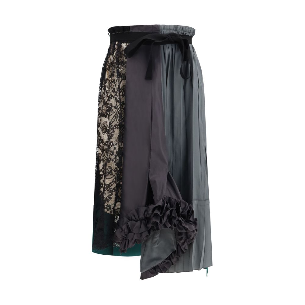 Jupe midi en soie multicolore Prada