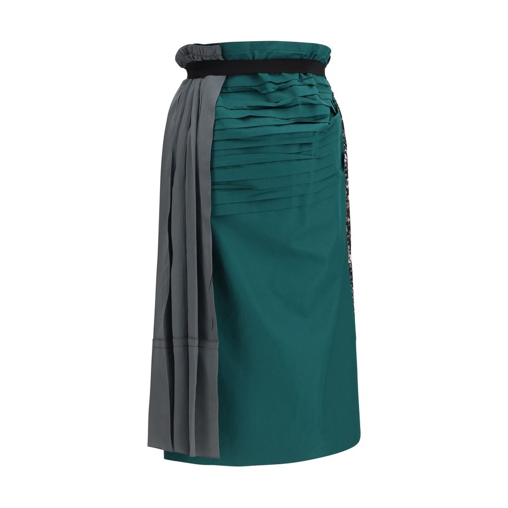 Jupe midi en soie multicolore Prada