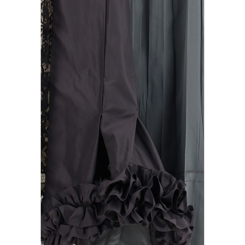 Jupe midi en soie multicolore Prada