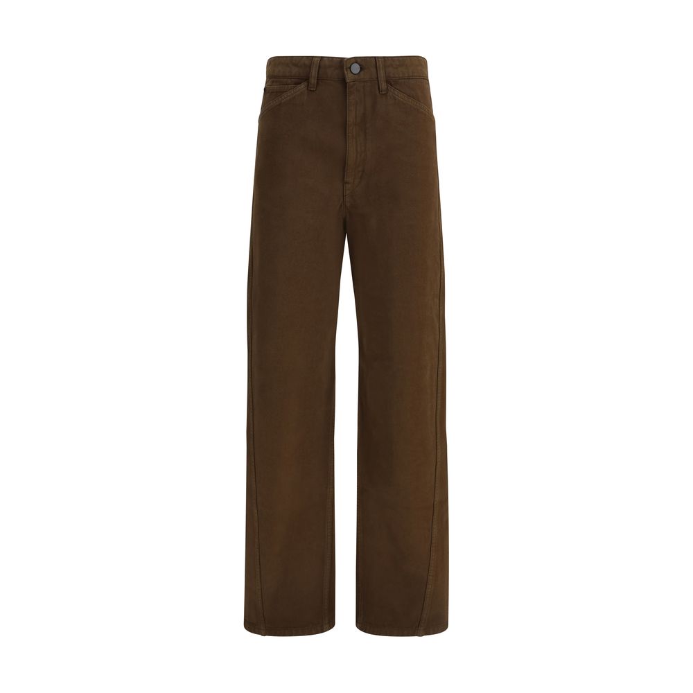 Pantalon décontracté Lemaire en coton marron