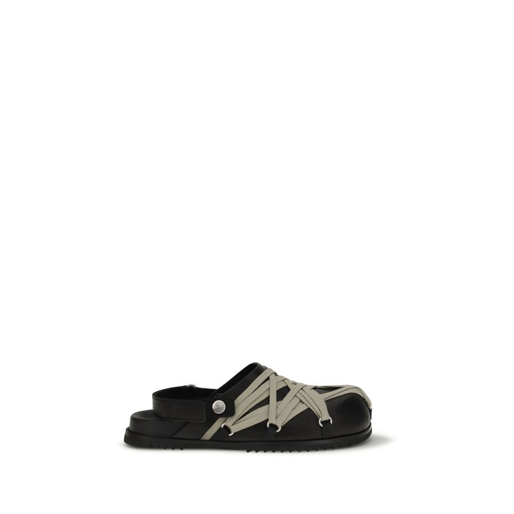 Mules Rick Owens en cuir de veau noir Bos Taurus