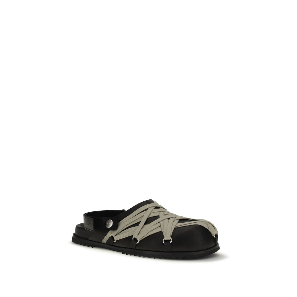 Mules Rick Owens en cuir de veau noir Bos Taurus