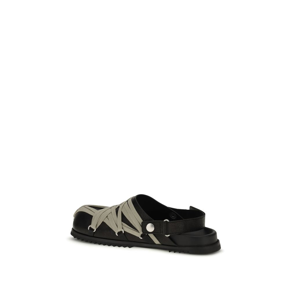 Mules Rick Owens en cuir de veau noir Bos Taurus
