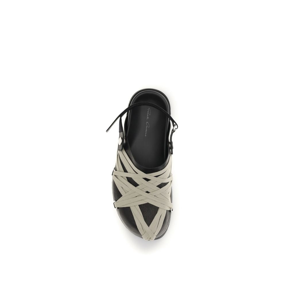 Mules Rick Owens en cuir de veau noir Bos Taurus