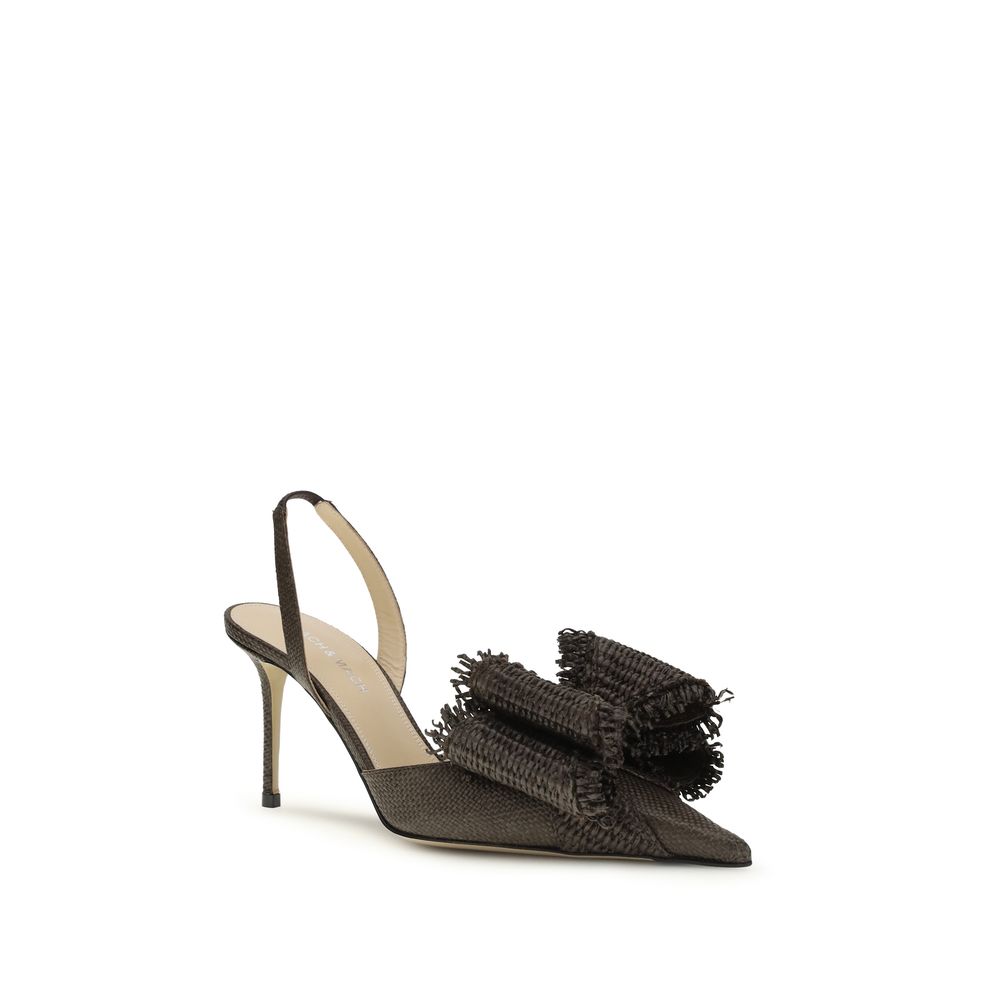 Escarpins plateforme MACH & MACH en raphia marron