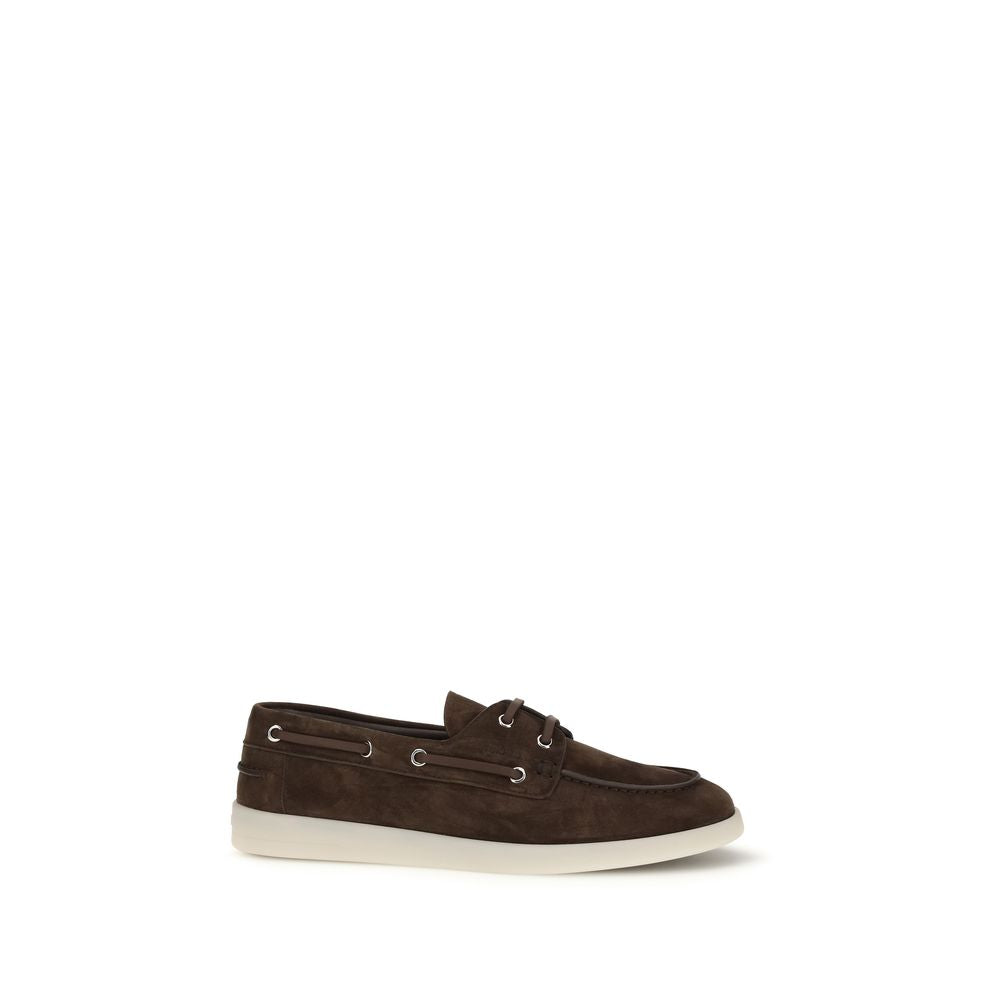 Mocassins à enfiler Prada en cuir de veau marron