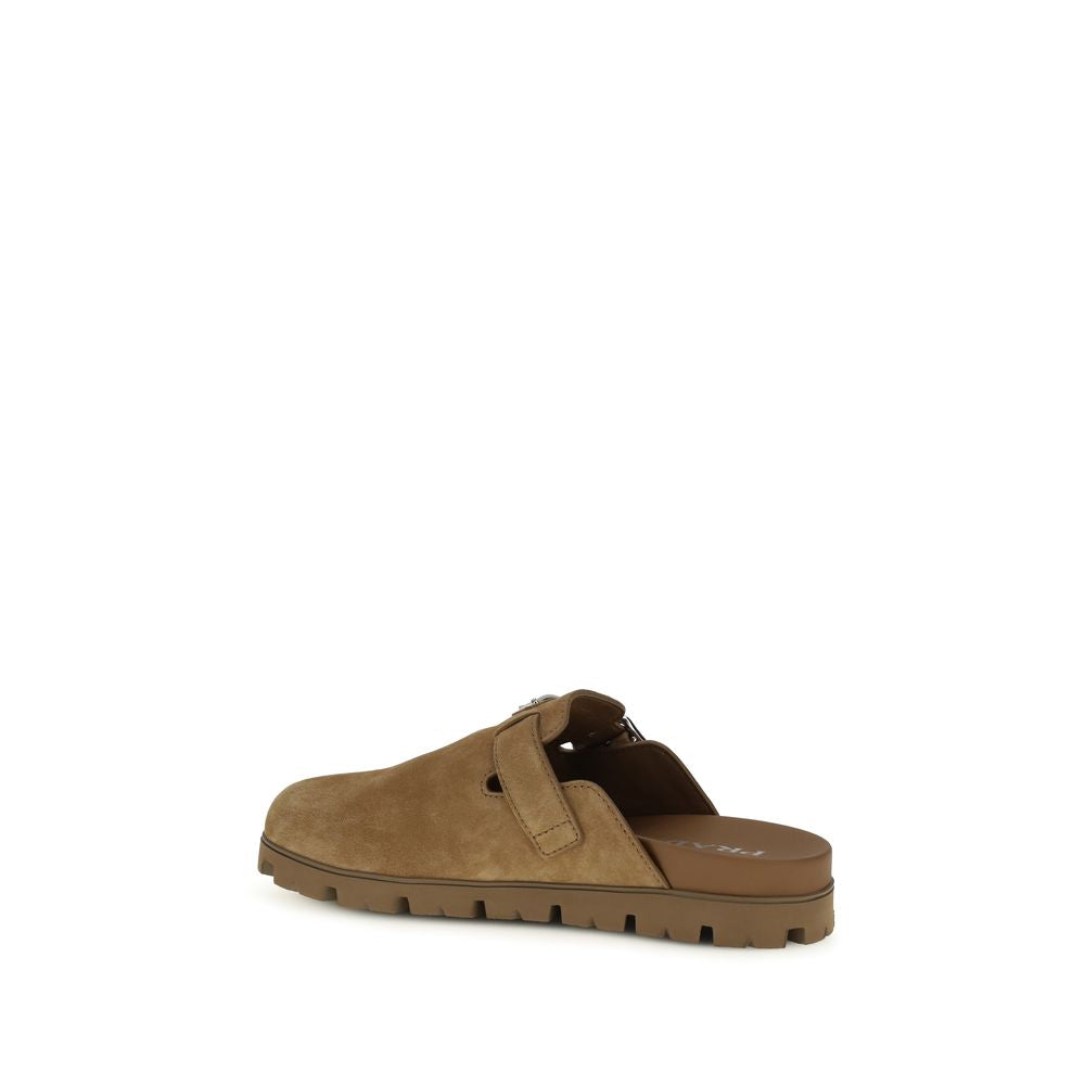 Mules Prada en Cuir de Veau Beige