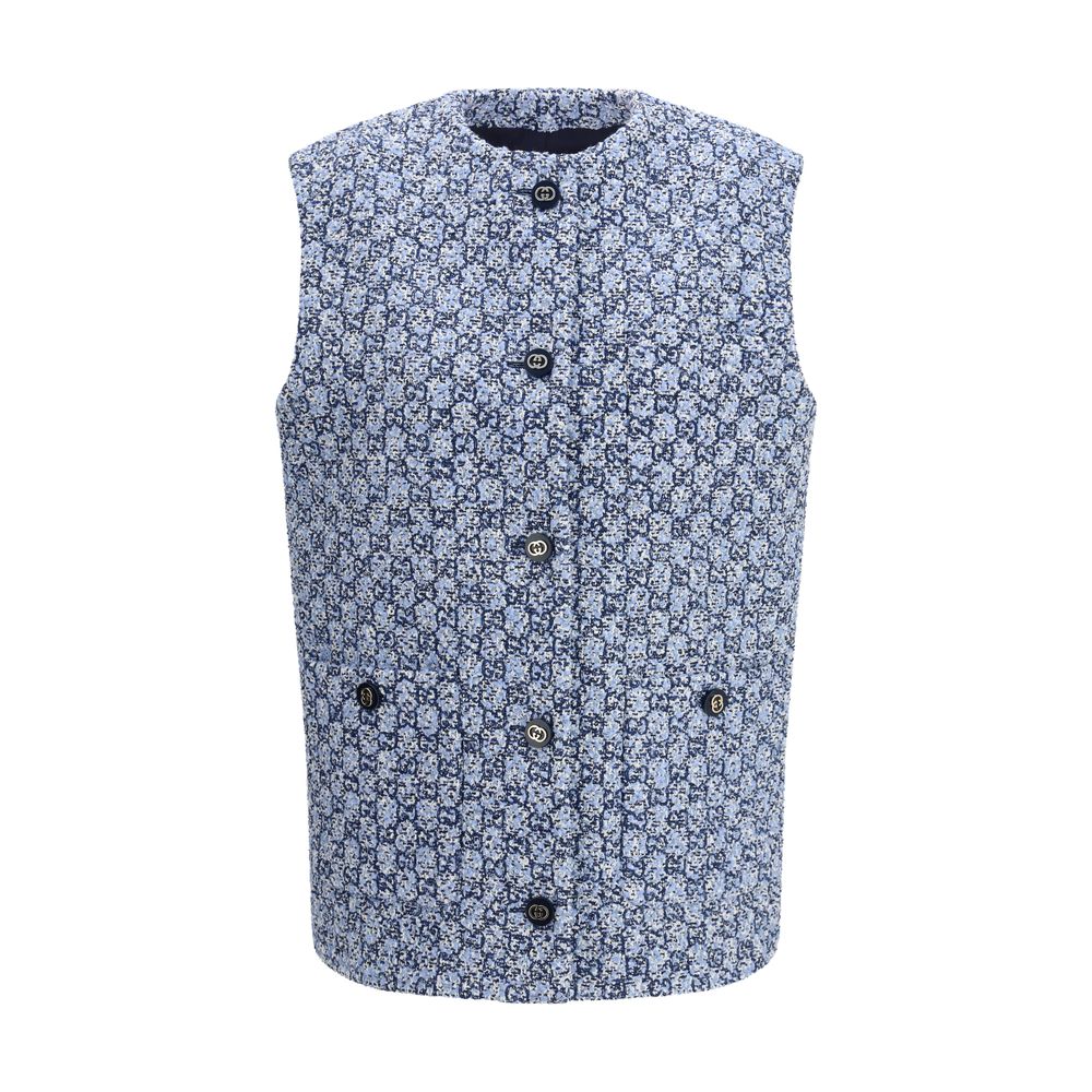 Veste sans manches en coton bleu Gucci