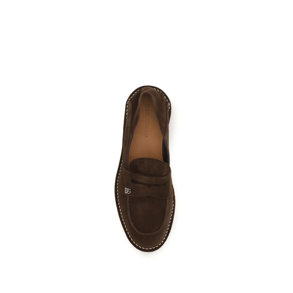 Dolce & Gabbana Brown Slip On Loafers for Men side view