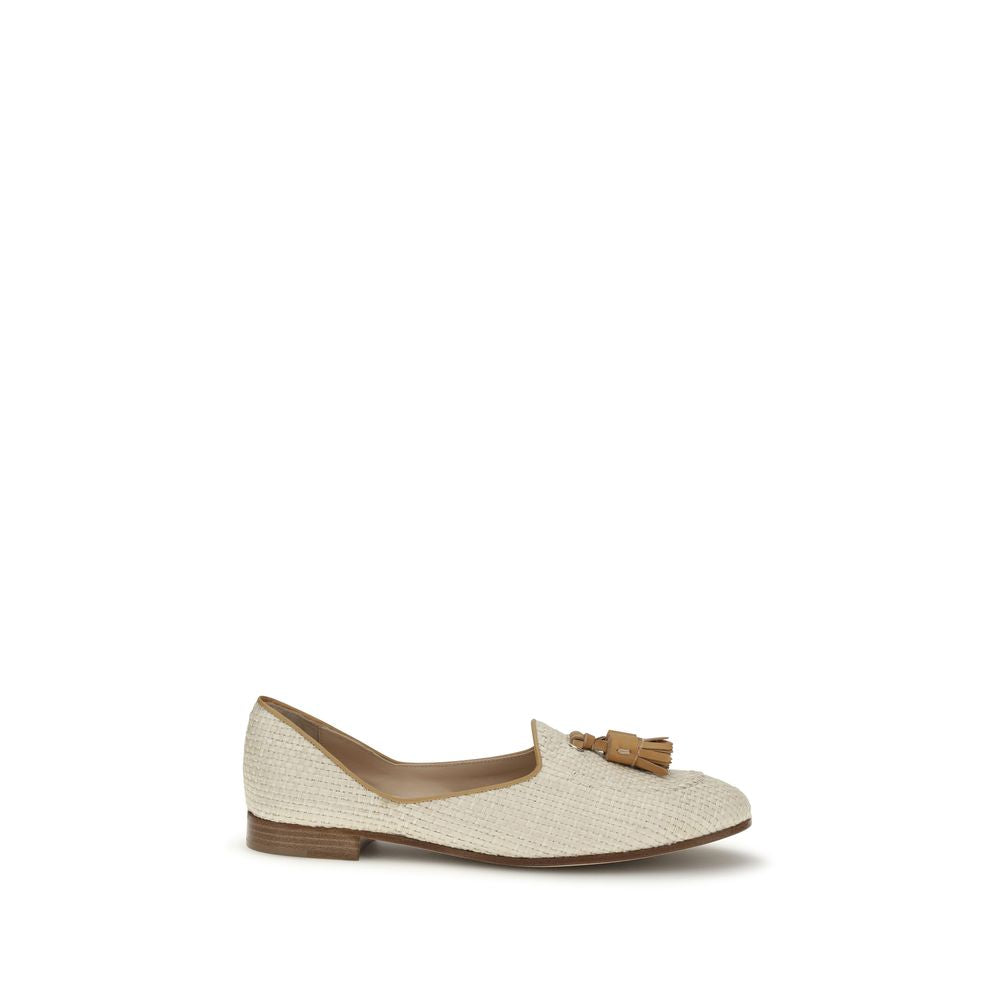 Mocassins à enfiler en raphia beige Fratelli Rossetti