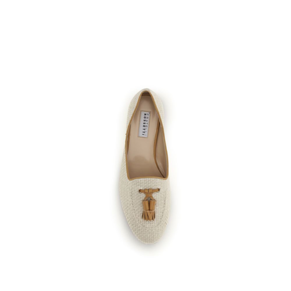 Mocassins à enfiler en raphia beige Fratelli Rossetti