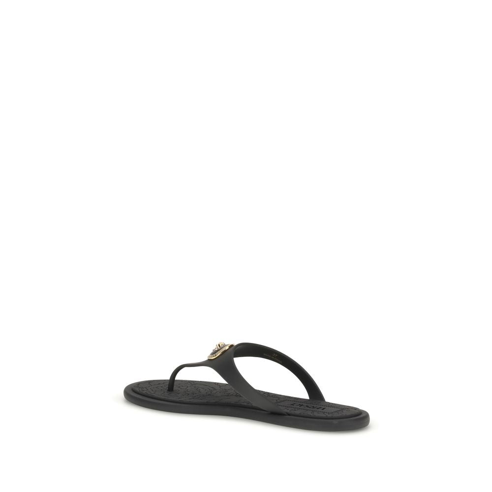 Tongs en caoutchouc noir Versace