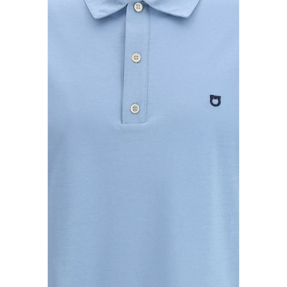 Ferragamo Blue Polo Shirt for Men detail view