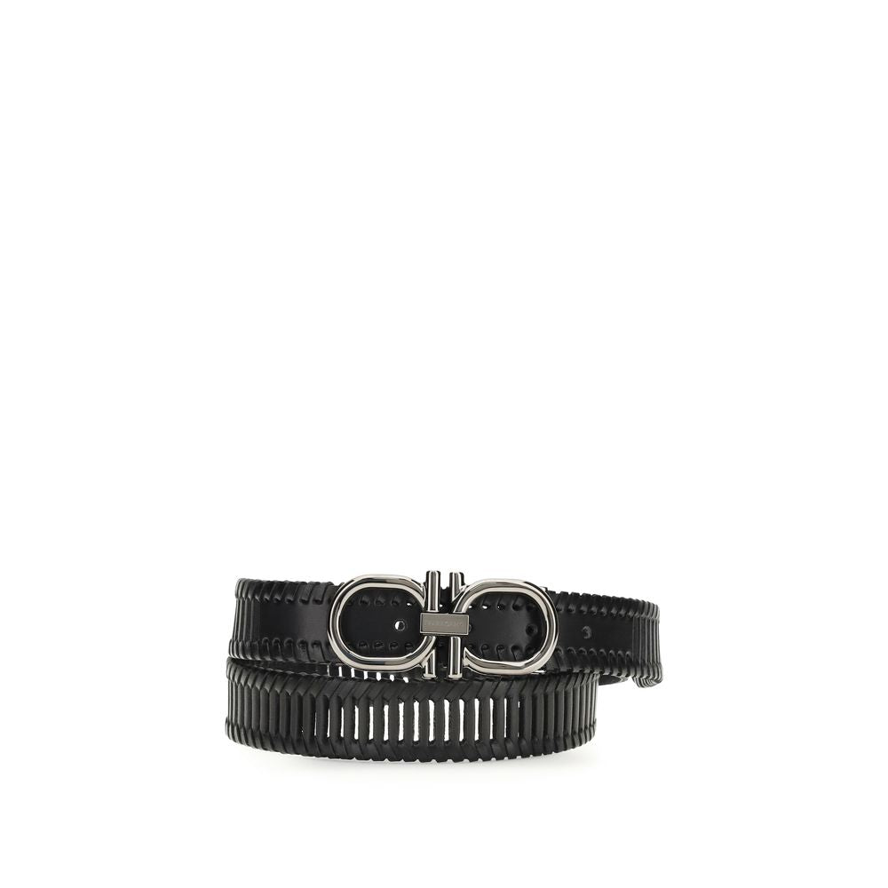 Ceinture Ferragamo en cuir de veau noir Bos Taurus, taille standard