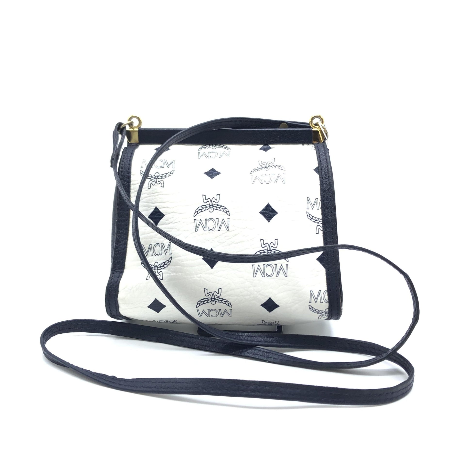 Mini sac bandoulière MCM Visetos blanc