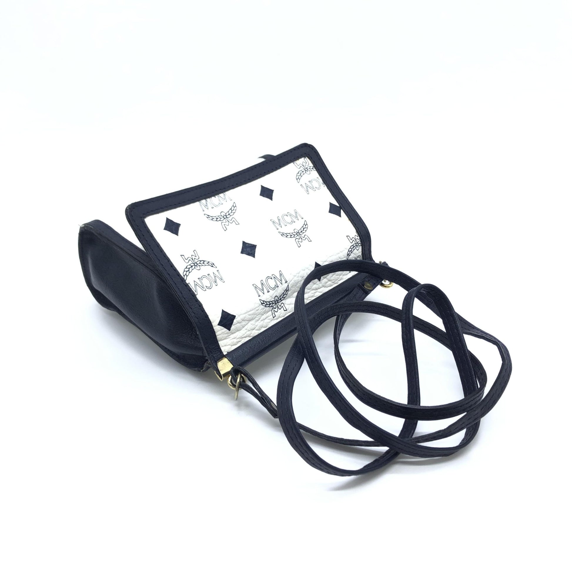 Mini sac bandoulière MCM Visetos blanc