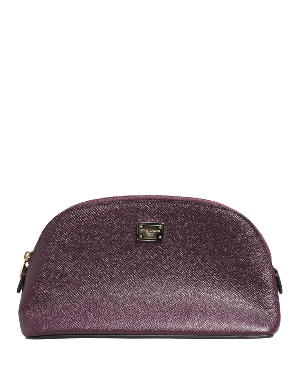 Dolce & Gabbana Portefeuille en cuir violet foncé avec logo DG et fermeture éclair