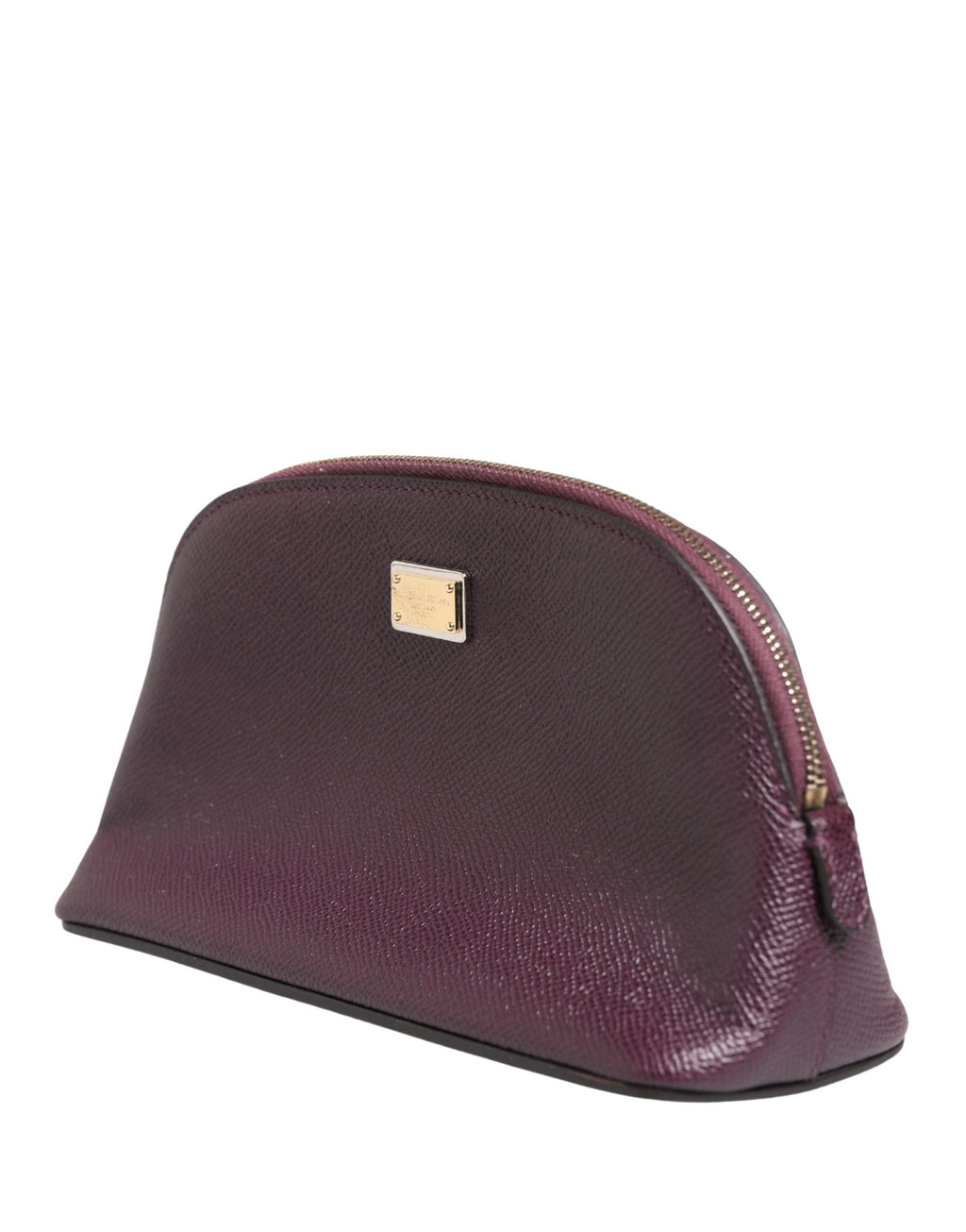 Dolce & Gabbana Portefeuille en cuir violet foncé avec logo DG et fermeture éclair