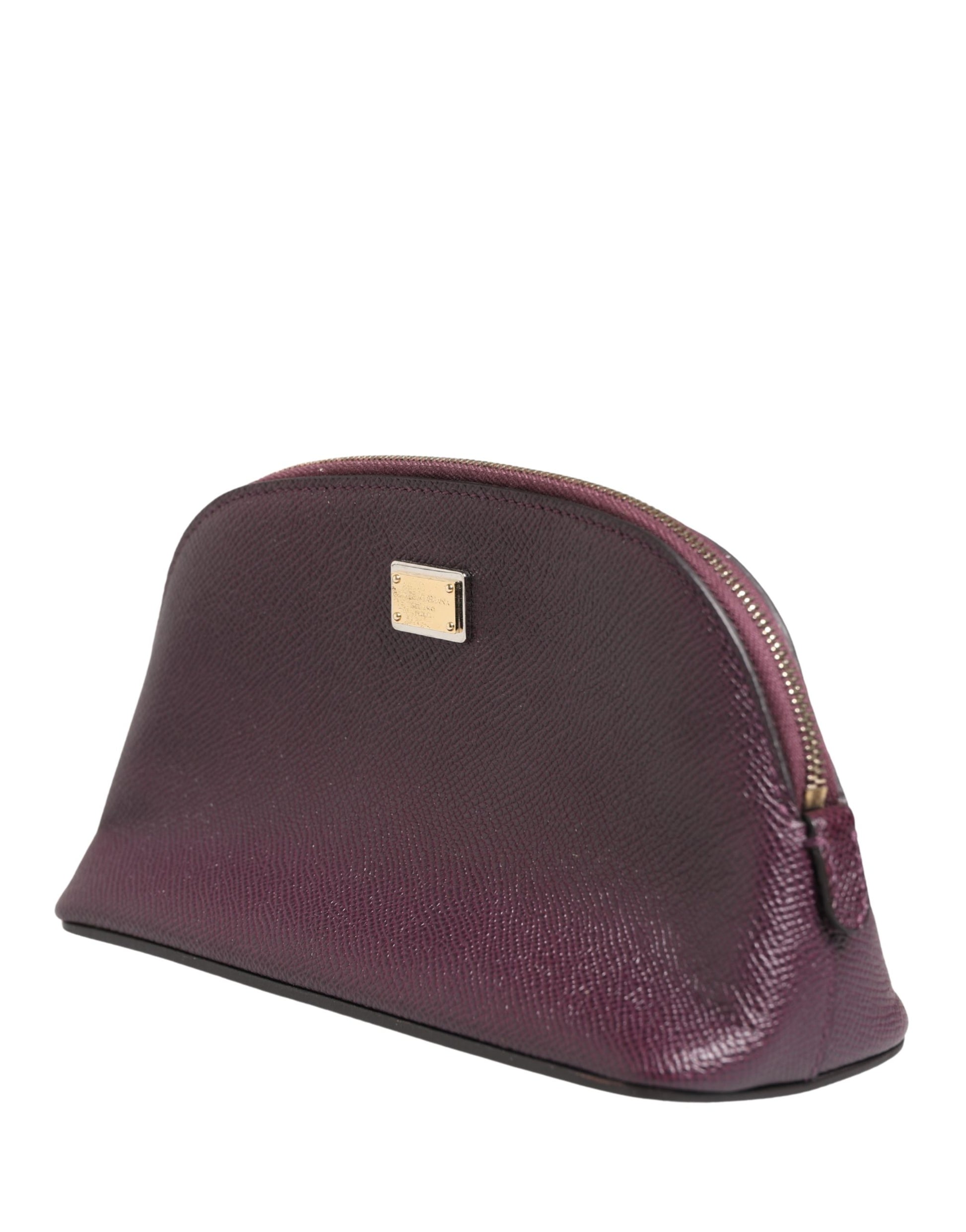 Dolce & Gabbana Portefeuille en cuir violet foncé avec logo DG et fermeture éclair